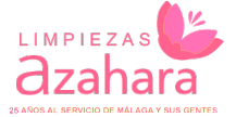 Logotipo de Limpiezas Azahara con texto "25 años al servicio de Málaga y sus gentes".