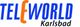 Logo von "Teleworld Karlsbad" in blauer und orangener Schrift auf weißem Hintergrund.