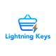 Logo mit blauem Einkaufskorb und Blitzsymbol, darunter der Text "Lightning Keys".