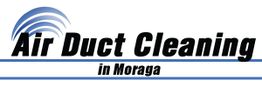 Logo for "Air Duct Cleaning in Moraga" with blue wave design.