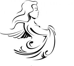 Abstrakte Zeichnung einer Frau mit geschlossenen Augen, umgeben von geschwungenen Linien.