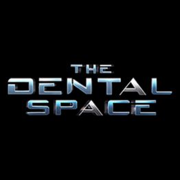 Text: "THE DENTAL SPACE" in metallic letters on a black background.