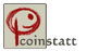 Logo mit abstraktem rotem Design und dem Text "coinstatt" in dunkler Schrift auf grauem Hintergrund.