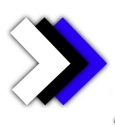 Drei übereinander liegende Pfeile: weiß, schwarz und blau, nach rechts zeigend.