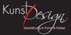 Schwarzer Hintergrund mit dem Text "Kunst Design - Gestaltung in Form & Farbe" in Weiß und Rot.