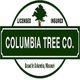 Columbia Tree Co. logo, features tree graphic. Text: "Licensed, Insured, Columbia, Missouri."