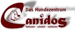 Logo von Canidos Hundezentrum mit Hundegrafik, Text: "betreuen • schulen • trainieren".