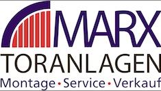 Logo von Marx Toranlagen mit Schriftzug "Montage, Service, Verkauf".