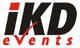 Logo mit den Buchstaben "iKD" und dem Wort "events" darunter, mit einem Häkchen über dem "v".