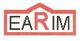 Texto "EARIM" en colores negro y rojo con un borde rojo en forma de casa.