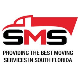 Logo of SMS Moving Services with a red truck silhouette, text: "Best Moving Services in South Florida."