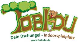 Logo von Tobidu: Ein Bär hält den Schriftzug "Tobidu", mit dem Text "Dein Dschungel-Indoorspielplatz".