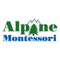 Alpine Montessori logo with a green tree and mountain design.