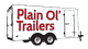 Illustration of a white trailer with "Plain Ol' Trailers" in bold red letters on its side.