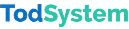Logo di TodSystem con testo in blu e verde su sfondo trasparente.