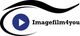 Logo mit schwarzem Auge, blauem Play-Symbol und dem Text "Imagefilm4you".