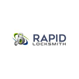 Logo with a padlock design and text: "Rapid Locksmith" in bold, modern font.