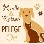 Illustration eines Hundes und einer Katze mit den Worten "Hunde & Katzen Pflege Ott".