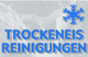 Text "Trockeneis Reinigungen" in Blau mit Schneeflocke auf grauem Hintergrund.