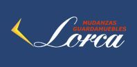 Logo de Lorca: texto "Mudanzas Guardamuebles Lorca" sobre fondo azul.