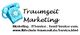 Blaues Telefon mit „Traumzeit Marketing“, Text zu IT- und Eventservice, URL: flugschule-traumzeit.de.