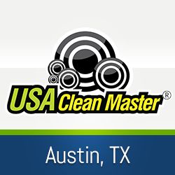 USA Clean Master logo with concentric circles above "Austin, TX."