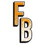 Buchstaben "F" und "B" in orange-schwarzem Stil übereinander auf weißem Hintergrund.