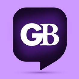 Icon with "GB" letters in a dark purple chat bubble on a light purple background.