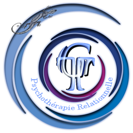 Logo bleu avec un lézard et texte "Psychothérapie Relationnelle".