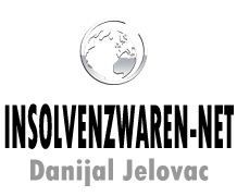 Logo mit Globus, Text: "INSOLVENZWAREN-NET" und "Danijel Jelovac".