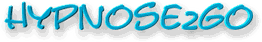 Text: "HYPNOSE2GO" in blauer, geschwungener Schrift auf weißem Hintergrund.