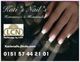 Nagelstudio-Werbung: Hände mit French Nails, LCN-Logo, Kontakt: 0151 57 44 21 01, katisnails.jimdo.com.