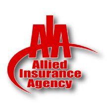 Red Allied Insurance Agency logo with stylized letters "AIA" and curved line.