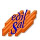 Logo EdilSal con mattoni arancioni e testo blu inclinato sopra.