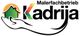 Logo des Malerfachbetriebs Kadrija mit Hand, Haus und Farbdreiecken.