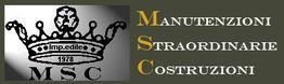 Logo MSC con corona e testo: "Manutenzioni Straordinarie Costruzioni".