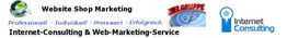 "Logos für Website Shop Marketing und Internet Consulting mit Text zu Beratungs- und Marketingdienst."