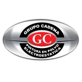 Logotipo ovalado de "Grupo Cadena" con texto: "Pintura en Polvo Electroestática".