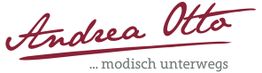 Logo von "Andrea Otto" in roter Schrift, darunter grauer Text: "... modisch unterwegs".