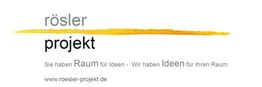 Website-Banner: "rösler projekt" mit Slogan und gelbem Pinselstrich.