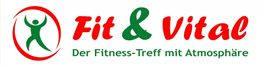 Das Logo von "Fit & Vital" mit dem Slogan "Der Fitness-Treff mit Atmosphäre".