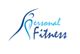 Blaues Logo mit stilisierter Figur und Schriftzug "Personal Fitness".