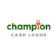 Logo of Champion Cash Loans with a trophy replacing the "i" in "champion."