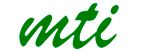 Letras "mti" en verde, estilo cursivo sobre fondo blanco.