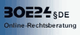 Logo mit Text "BOE24 DE, Online-Rechtsberatung" auf blau-weißem Hintergrund.