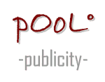 Schriftzug "Pool Publicity" in rot und grau auf weißem Hintergrund.