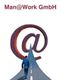 Person auf Straße geht in ein großes @-Symbol. Text: "Man@Work GmbH" oben.
