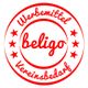 Rundes rotes Logo mit dem Text "Werbemittel beligo Vereinsbedarf" und Sternen.