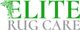 Elite Rug Care logo with green and gray text featuring a decorative floral design on the "E."
