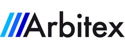 Logo mit dem Text "Arbitex" und einem blauen Dreifachstreifen links.